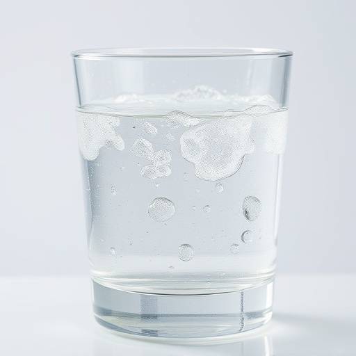 A glass of clear water with condensation on the outside.