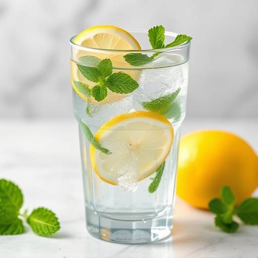 A refreshing glass of water with lemon and mint